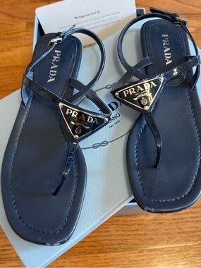 Prada Triangle Logo Sandals